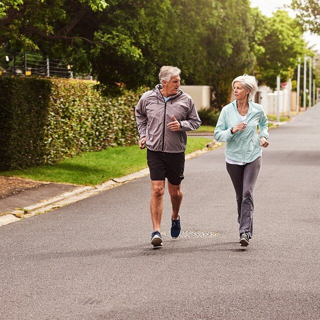 couple-joggin Older Couple Enjoyin a Jog in Northridge