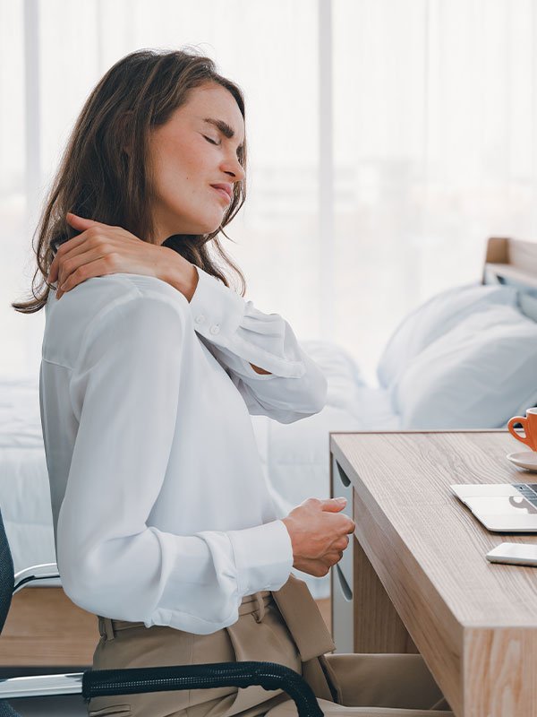 Working at a computer for long hours can create persistent neck pain